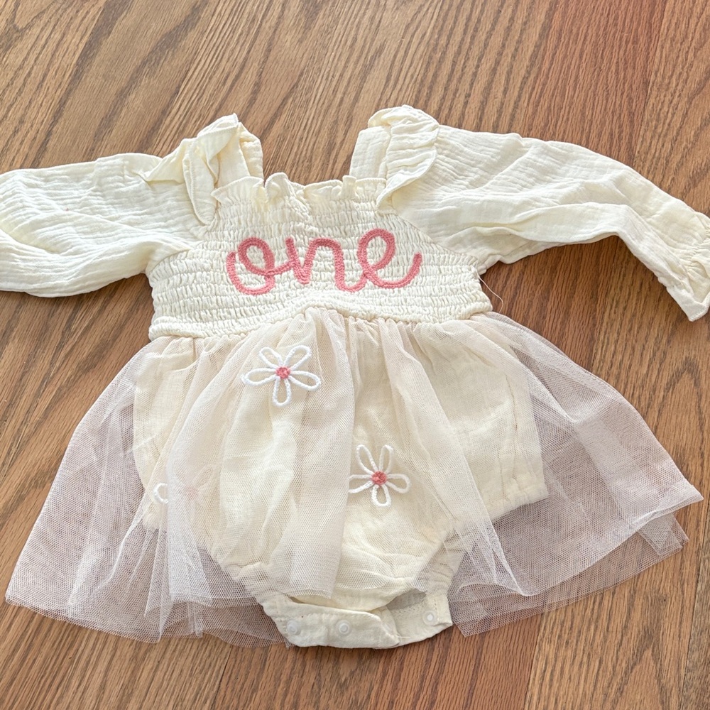 Cream and Pink Kids One Piece